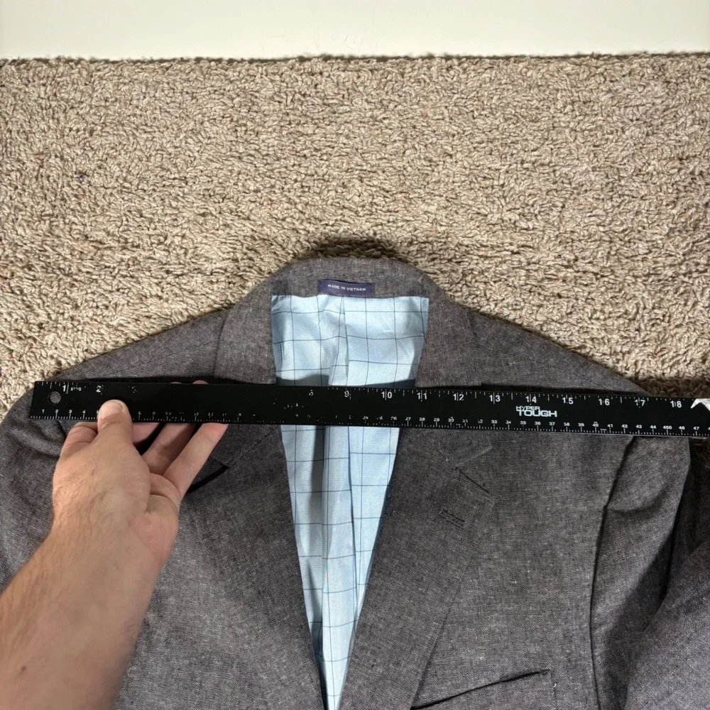 Stafford Mens 42 Short Gray Sport Coat Linen Blend Classic Two Button Blazer‎